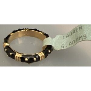 Lauren G Adams‎ LGA Stacking Enamel Ring Black Gold-Tone Size 6 NWT